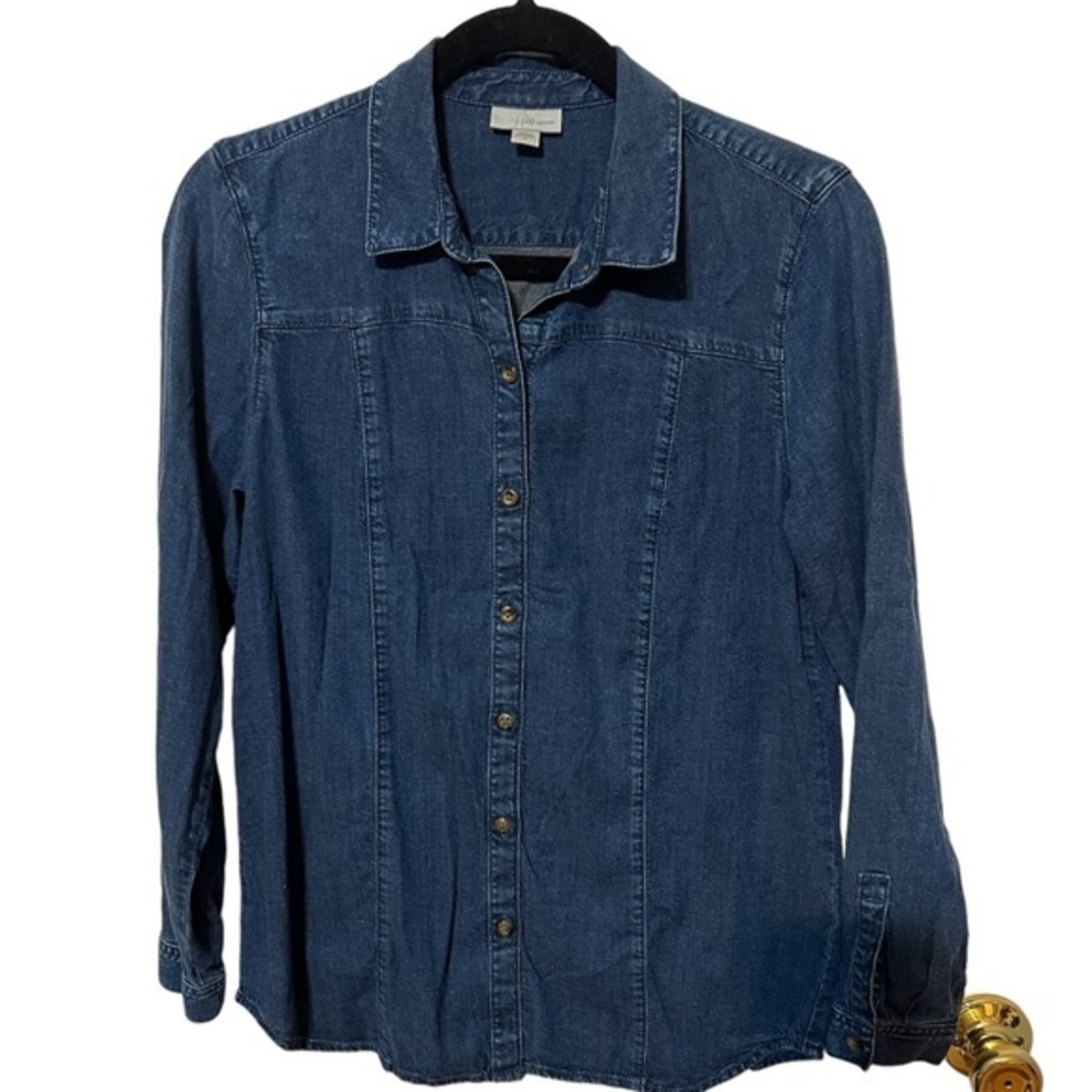 J. Jill chambray Demin Long Sleeve Button Down Shirt Size Small